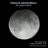 Simulační snímek zatmění Měsíce 25. dubna 2013